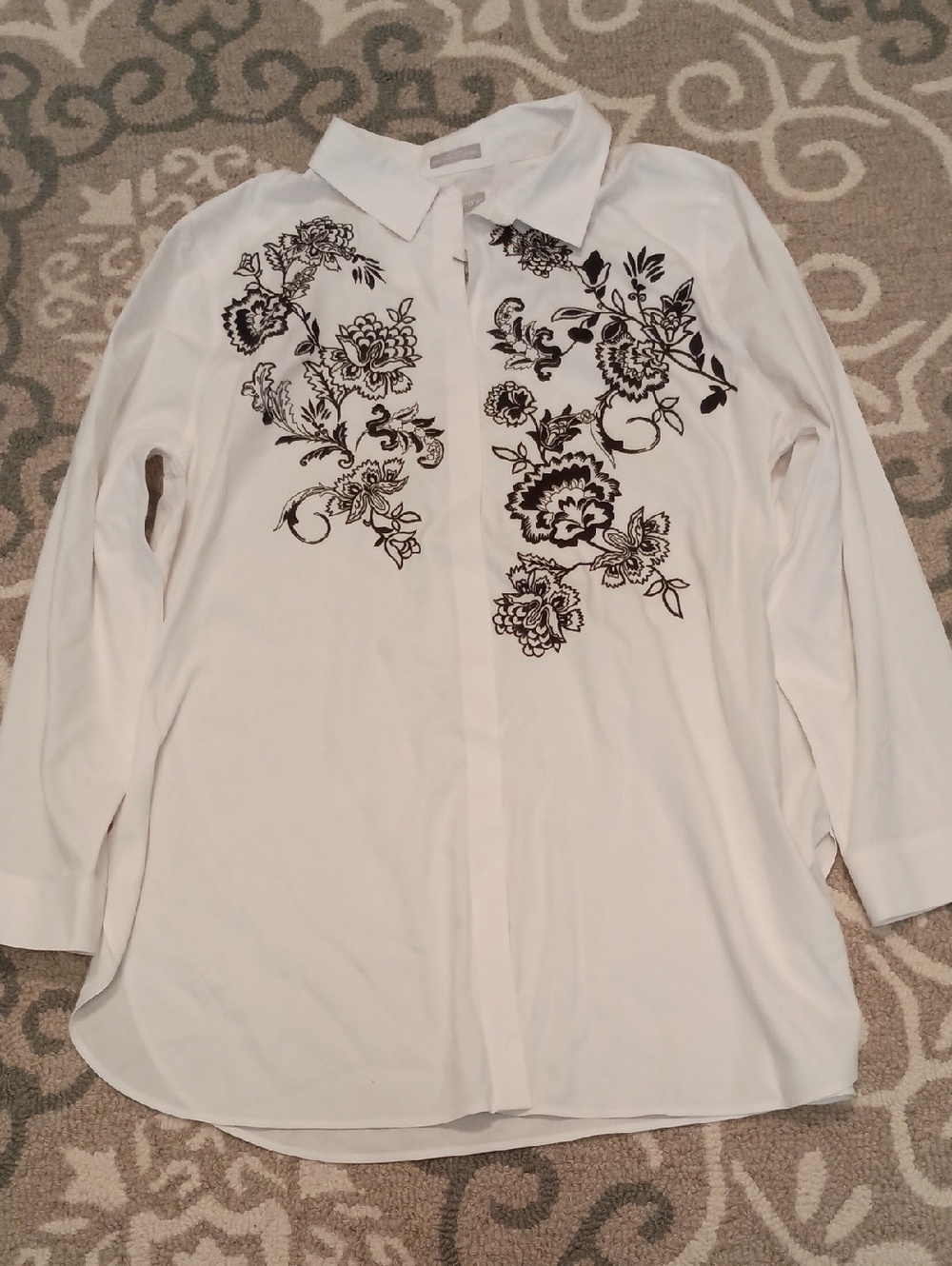 Chico's White No-Iron Collared Shirt with Tag
